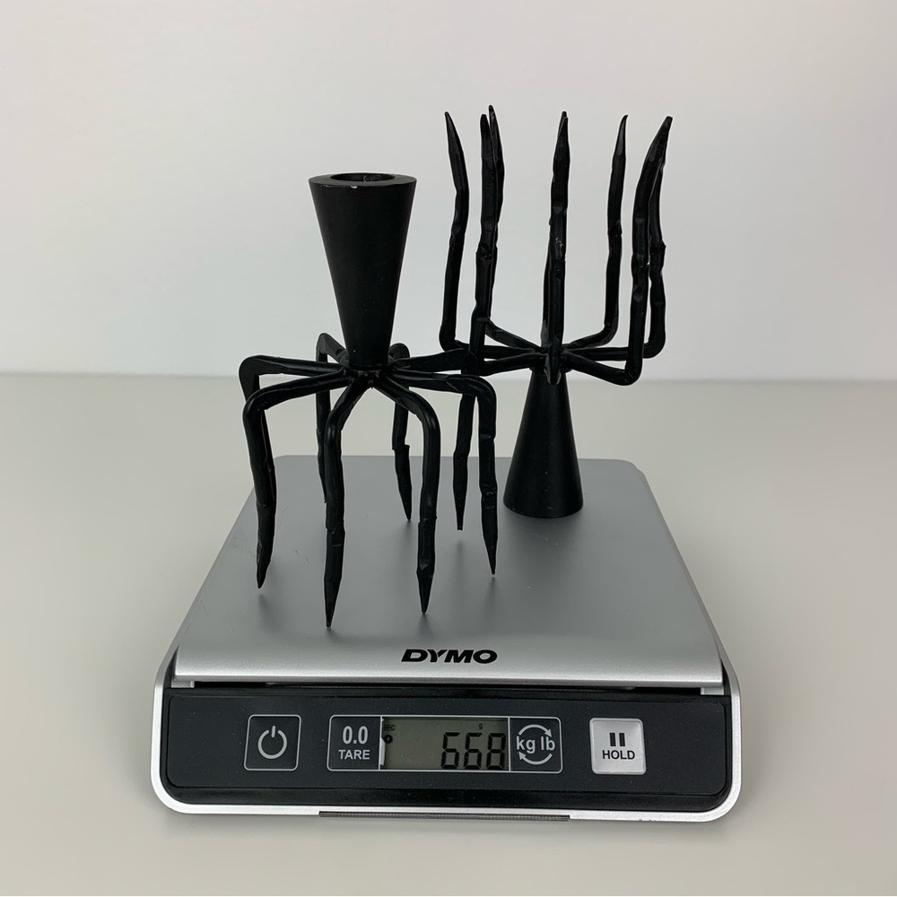 Pair Spider Legged Candle Holder Metal Black Dual Use Weird Scary Unusual - Picture 13 of 15
